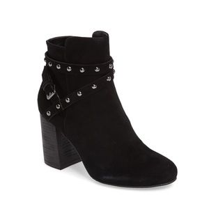 Studded Black Suede Booties